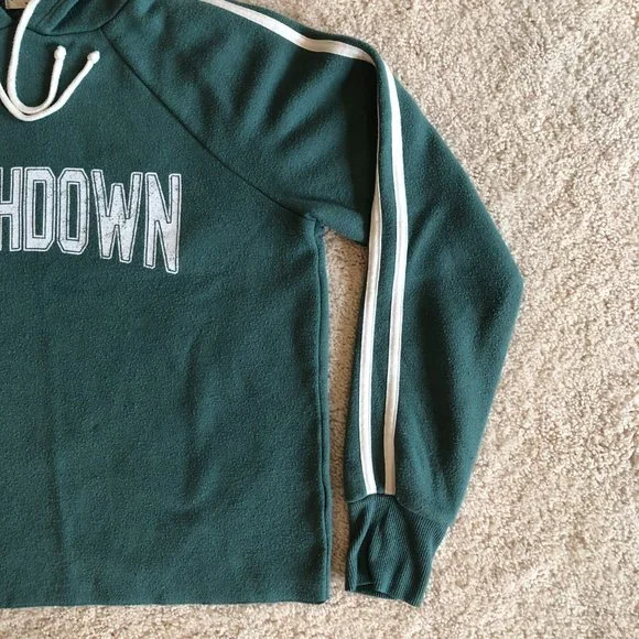 Grayson/Threads Soft Cropped Hoodie Green Long Sleeve Sweatshirt Top - Picture 5 of 12